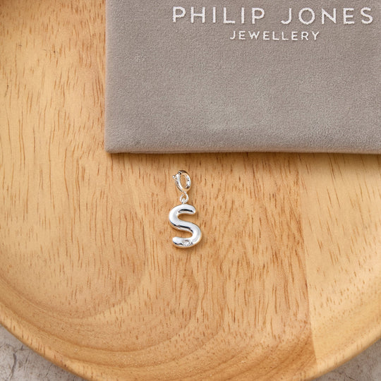 Clip On Initial Charms Letter A - Z Created with Zircondia® Crystals - Philip Jones Jewellery