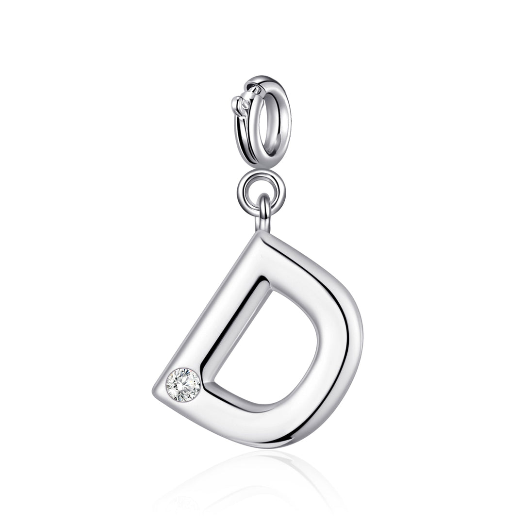 Clip On Initial Charms Letter A - Z Created with Zircondia® Crystals - Philip Jones Jewellery