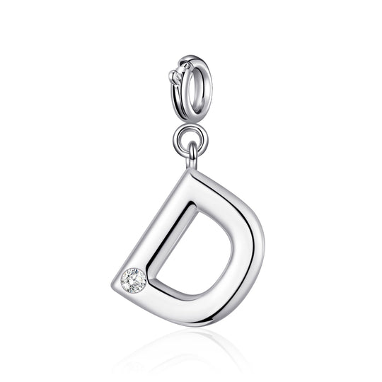 Clip On Initial Charms Letter A - Z Created with Zircondia® Crystals - Philip Jones Jewellery