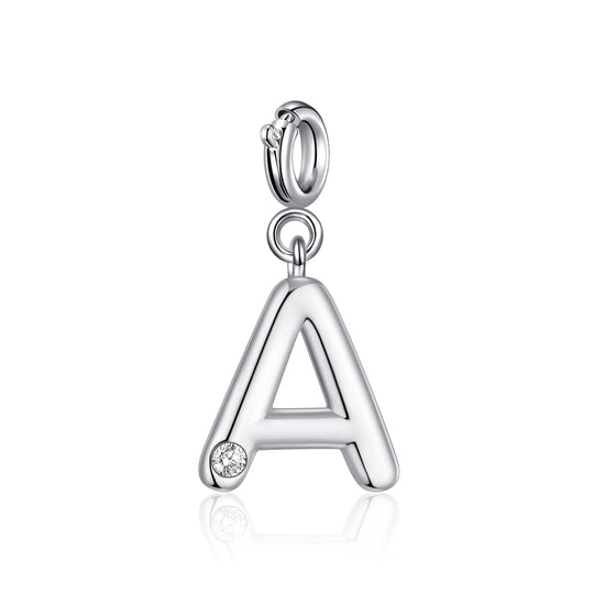 Clip On Initial Charms Letter A - Z Created with Zircondia® Crystals - Philip Jones Jewellery