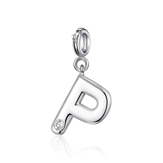 Clip On Initial Charms Letter A - Z Created with Zircondia® Crystals - Philip Jones Jewellery