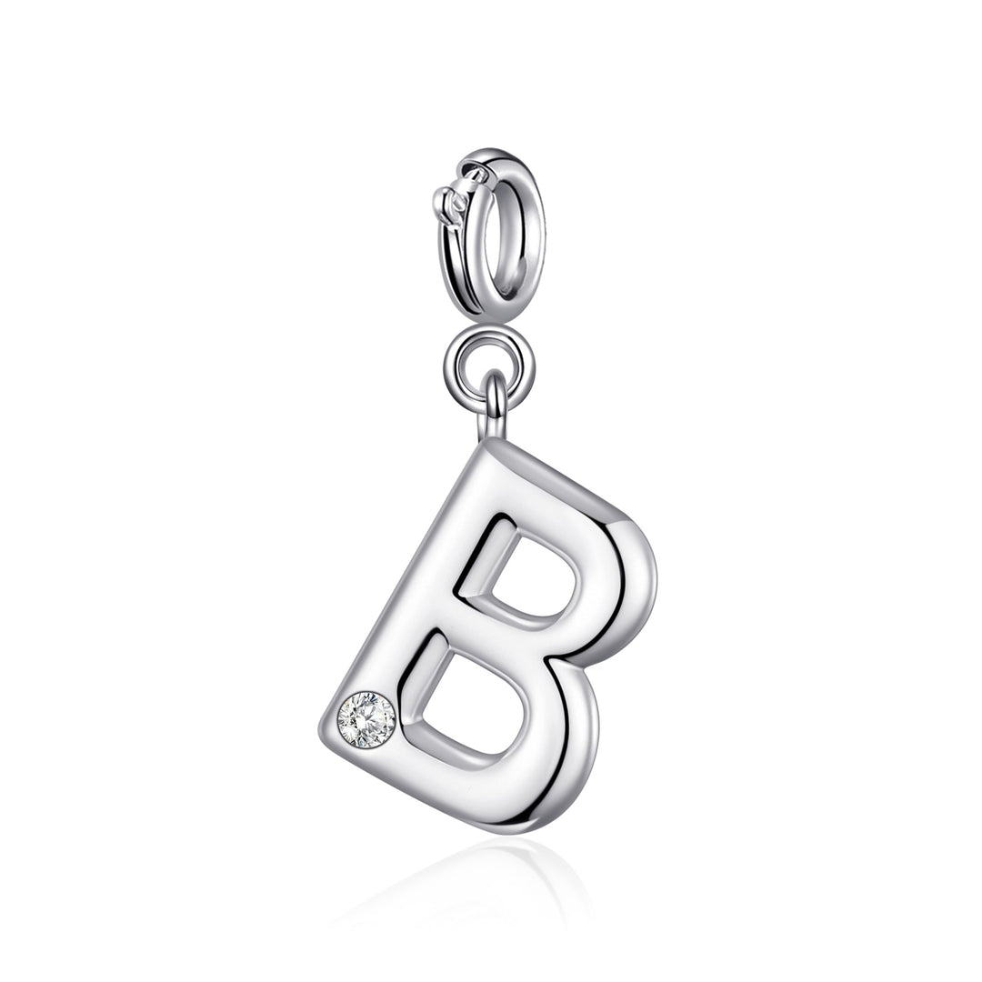 Clip On Initial Charms Letter A - Z Created with Zircondia® Crystals - Philip Jones Jewellery