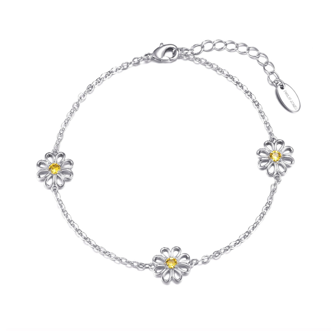 Crystal Daisy Anklet Created with Zircondia® Crystals - Philip Jones Jewellery