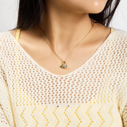 Customisable Gold Plated April (Diamond) Birthstone Necklace with Option of Initial Charms (A - Z) - Philip Jones Jewellery