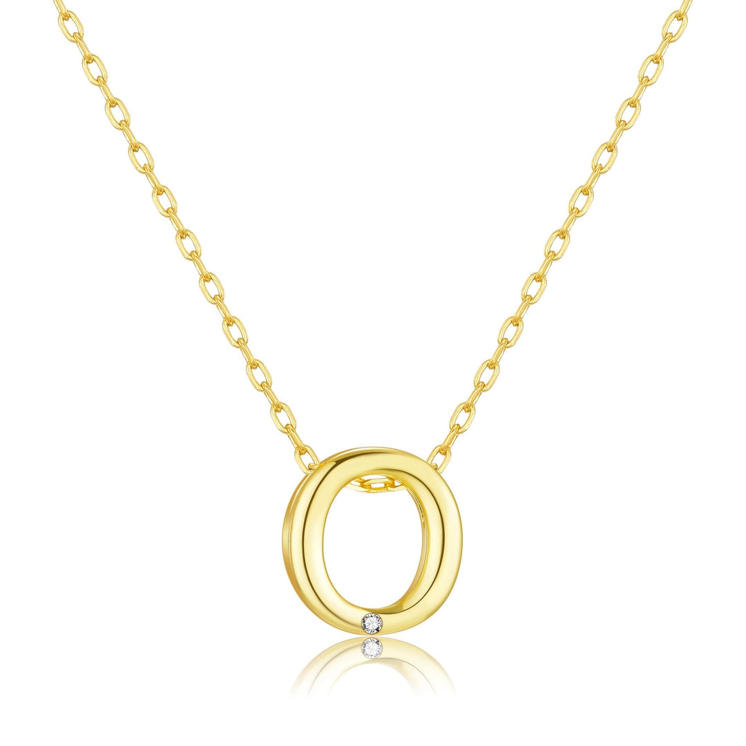 Customisable Gold Plated Initial Necklace (A - Z) with Option of Birthstone Charm - Philip Jones Jewellery