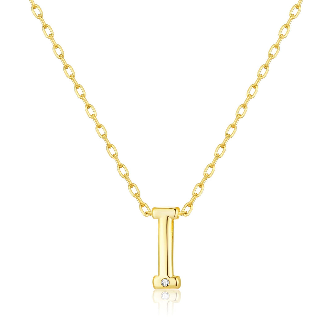 Customisable Gold Plated Initial Necklace (A - Z) with Option of Birthstone Charm - Philip Jones Jewellery
