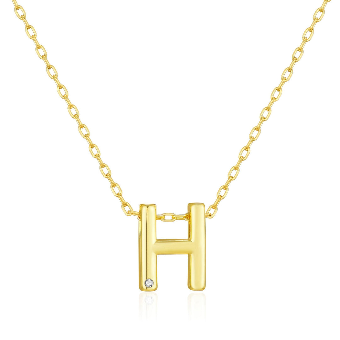 Customisable Gold Plated Initial Necklace (A - Z) with Option of Birthstone Charm - Philip Jones Jewellery