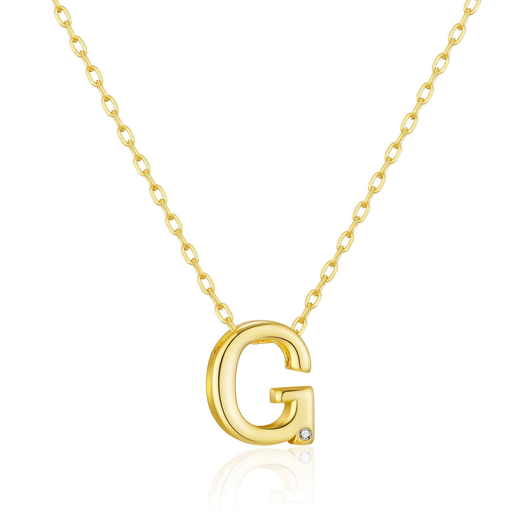 Customisable Gold Plated Initial Necklace (A - Z) with Option of Birthstone Charm - Philip Jones Jewellery
