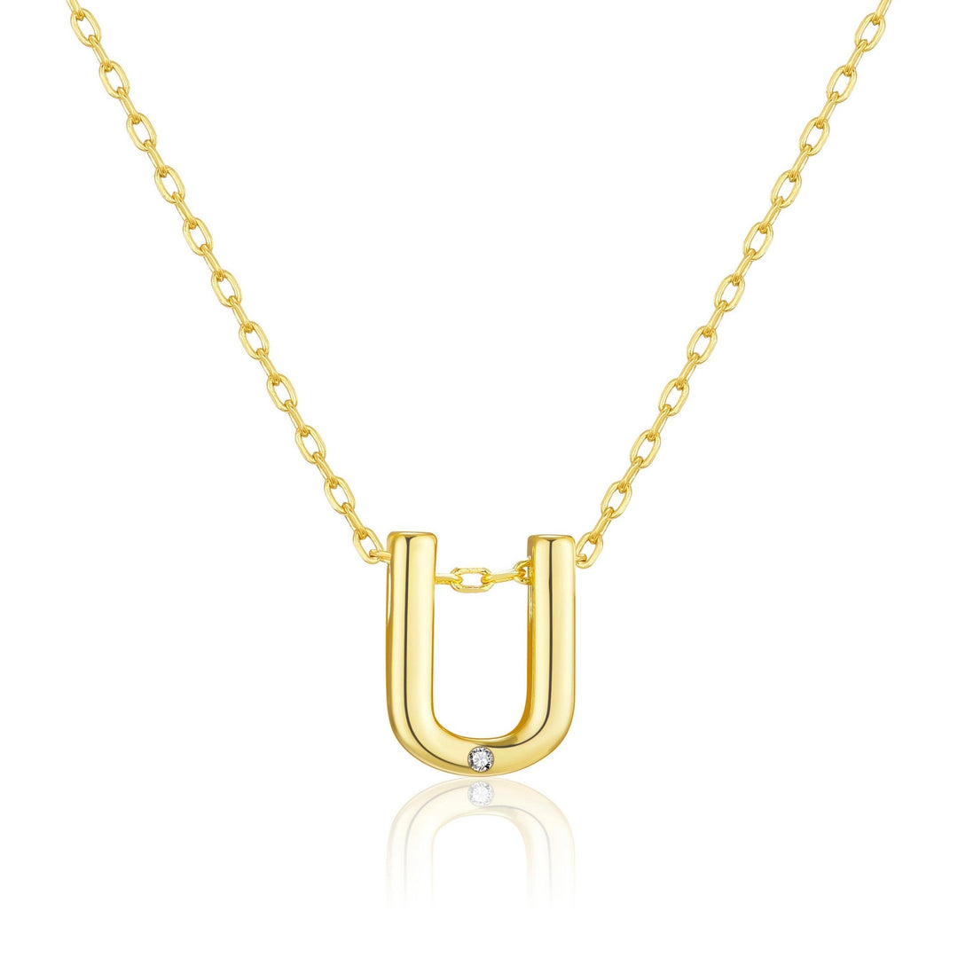 Customisable Gold Plated Initial Necklace (A - Z) with Option of Birthstone Charm - Philip Jones Jewellery