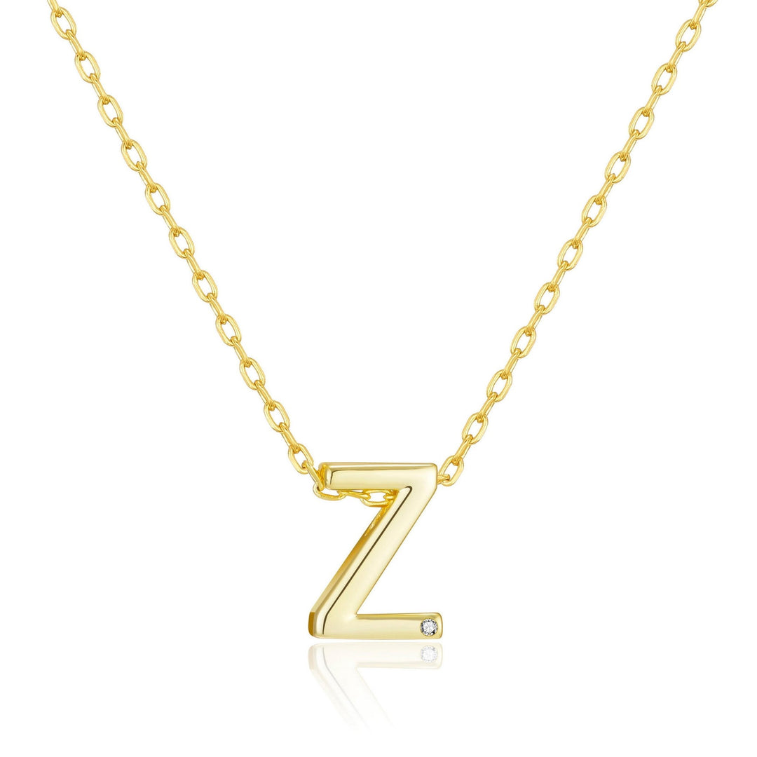 Customisable Gold Plated Initial Necklace (A - Z) with Option of Birthstone Charm - Philip Jones Jewellery