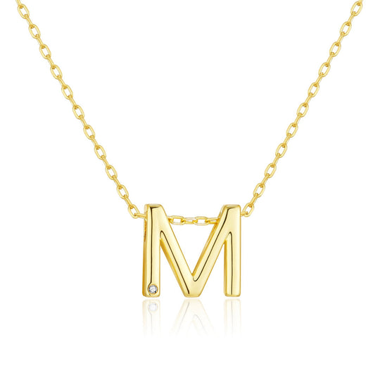 Customisable Gold Plated Initial Necklace (A - Z) with Option of Birthstone Charm - Philip Jones Jewellery