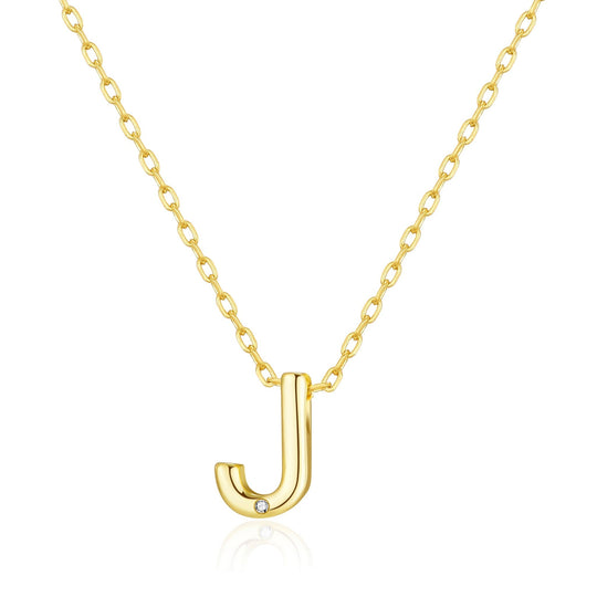 Customisable Gold Plated Initial Necklace (A - Z) with Option of Birthstone Charm - Philip Jones Jewellery