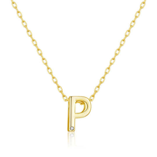 Customisable Gold Plated Initial Necklace (A - Z) with Option of Birthstone Charm - Philip Jones Jewellery