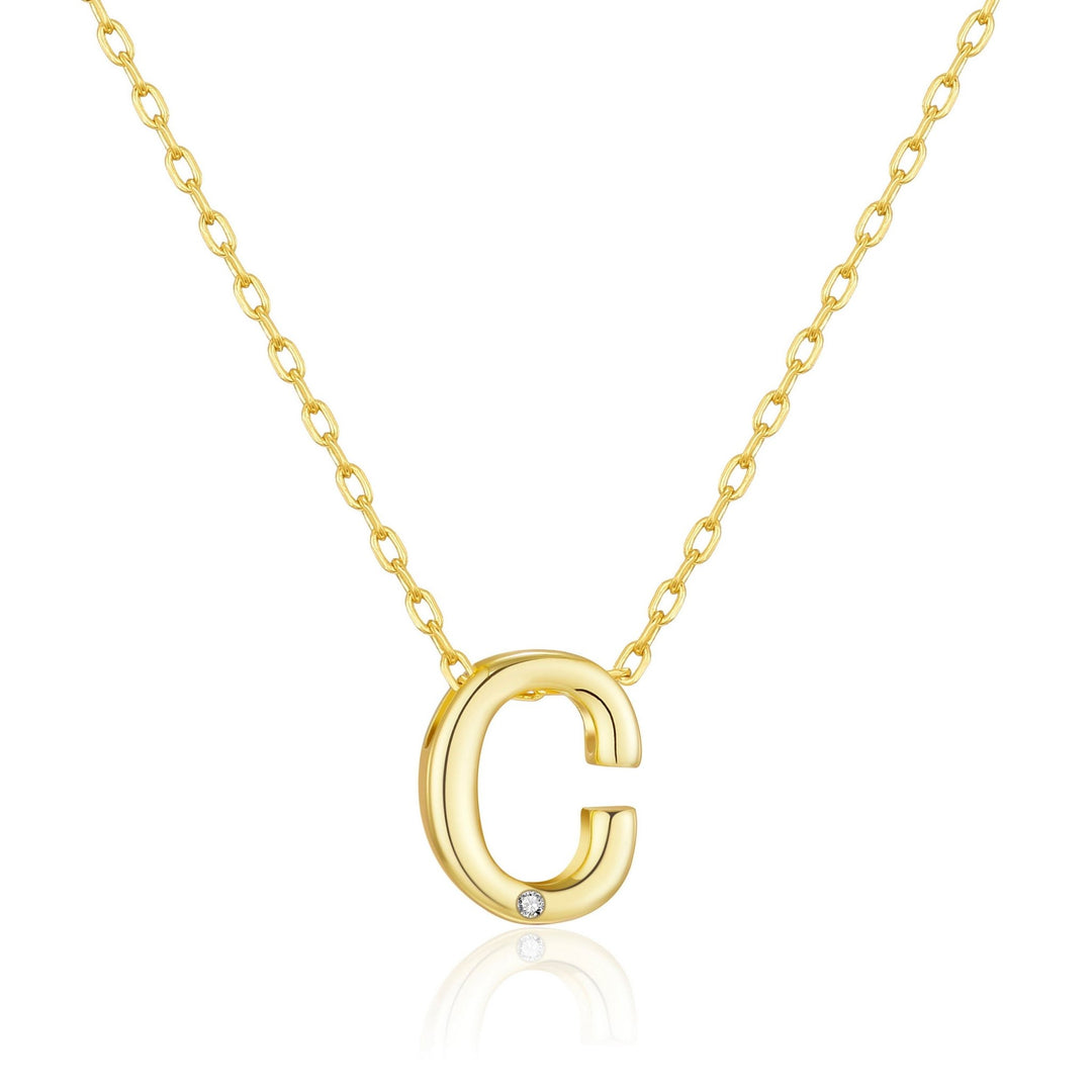 Customisable Gold Plated Initial Necklace (A - Z) with Option of Birthstone Charm - Philip Jones Jewellery