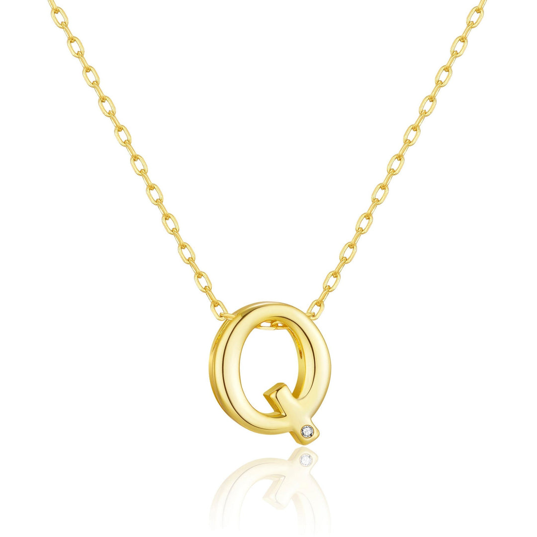 Customisable Gold Plated Initial Necklace (A - Z) with Option of Birthstone Charm - Philip Jones Jewellery