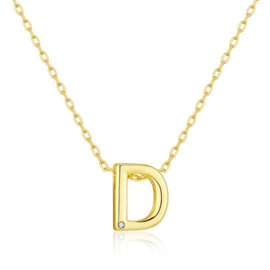 Customisable Gold Plated Initial Necklace (A - Z) with Option of Birthstone Charm - Philip Jones Jewellery