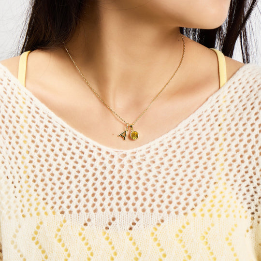 Customisable Gold Plated November (Topaz) Birthstone Necklace with Option of Initial Charms (A - Z) - Philip Jones Jewellery