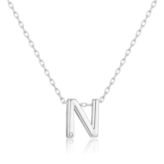 Customisable Initial Necklace (A - Z) with Option of Birthstone Charm - Philip Jones Jewellery