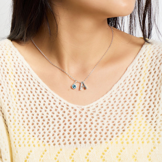 Customisable Initial Necklace (A - Z) with Option of Birthstone Charm - Philip Jones Jewellery