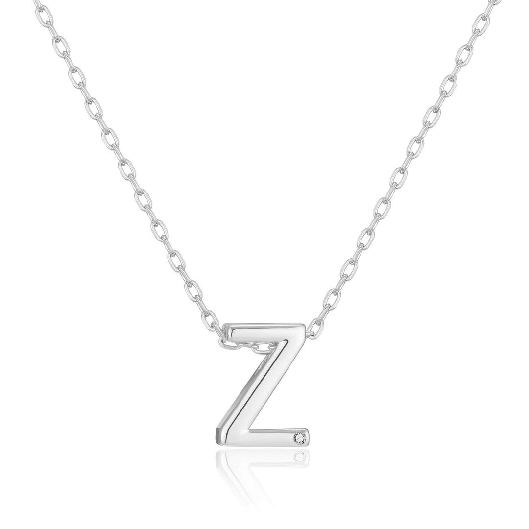 Customisable Initial Necklace (A - Z) with Option of Birthstone Charm - Philip Jones Jewellery