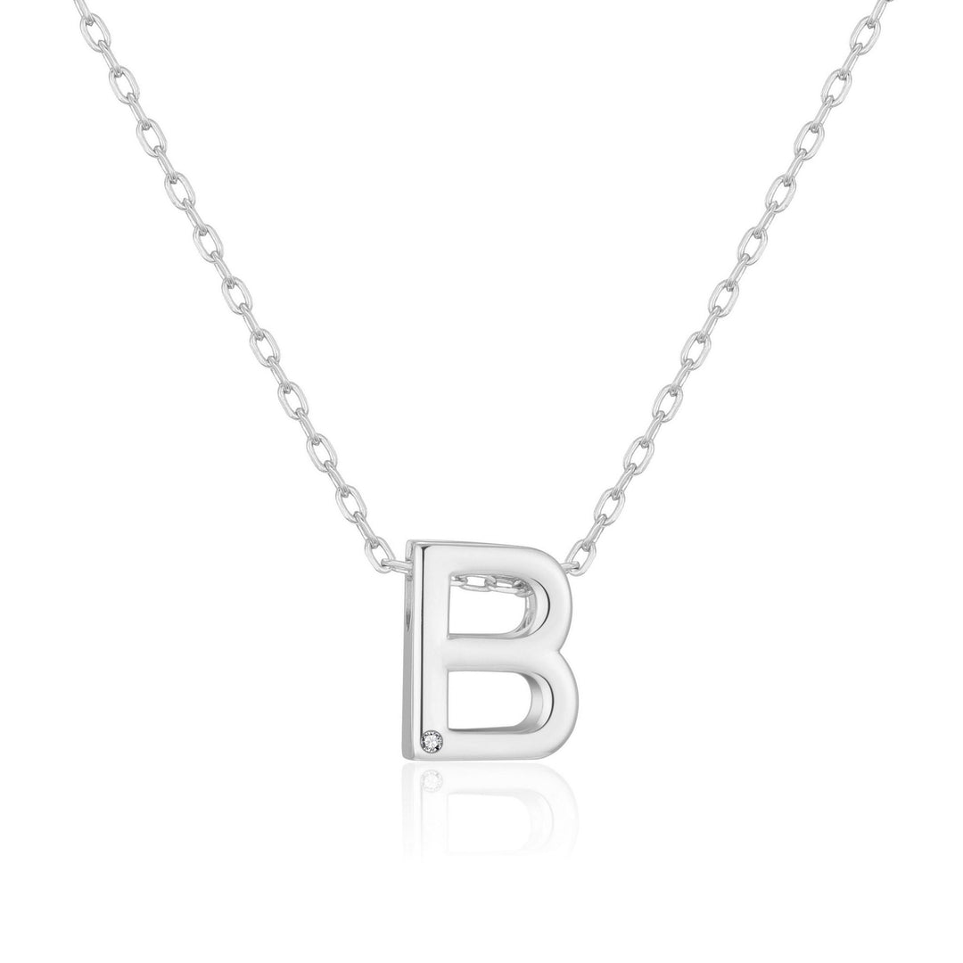 Customisable Initial Necklace (A - Z) with Option of Birthstone Charm - Philip Jones Jewellery