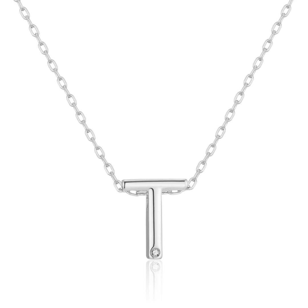 Customisable Initial Necklace (A - Z) with Option of Birthstone Charm - Philip Jones Jewellery