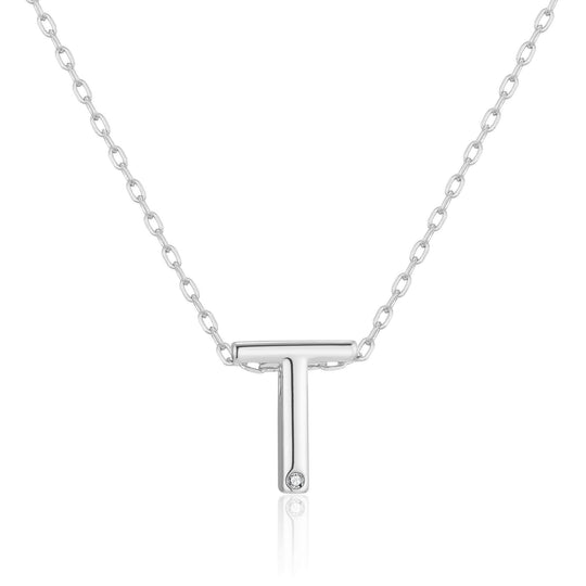 Customisable Initial Necklace (A - Z) with Option of Birthstone Charm - Philip Jones Jewellery