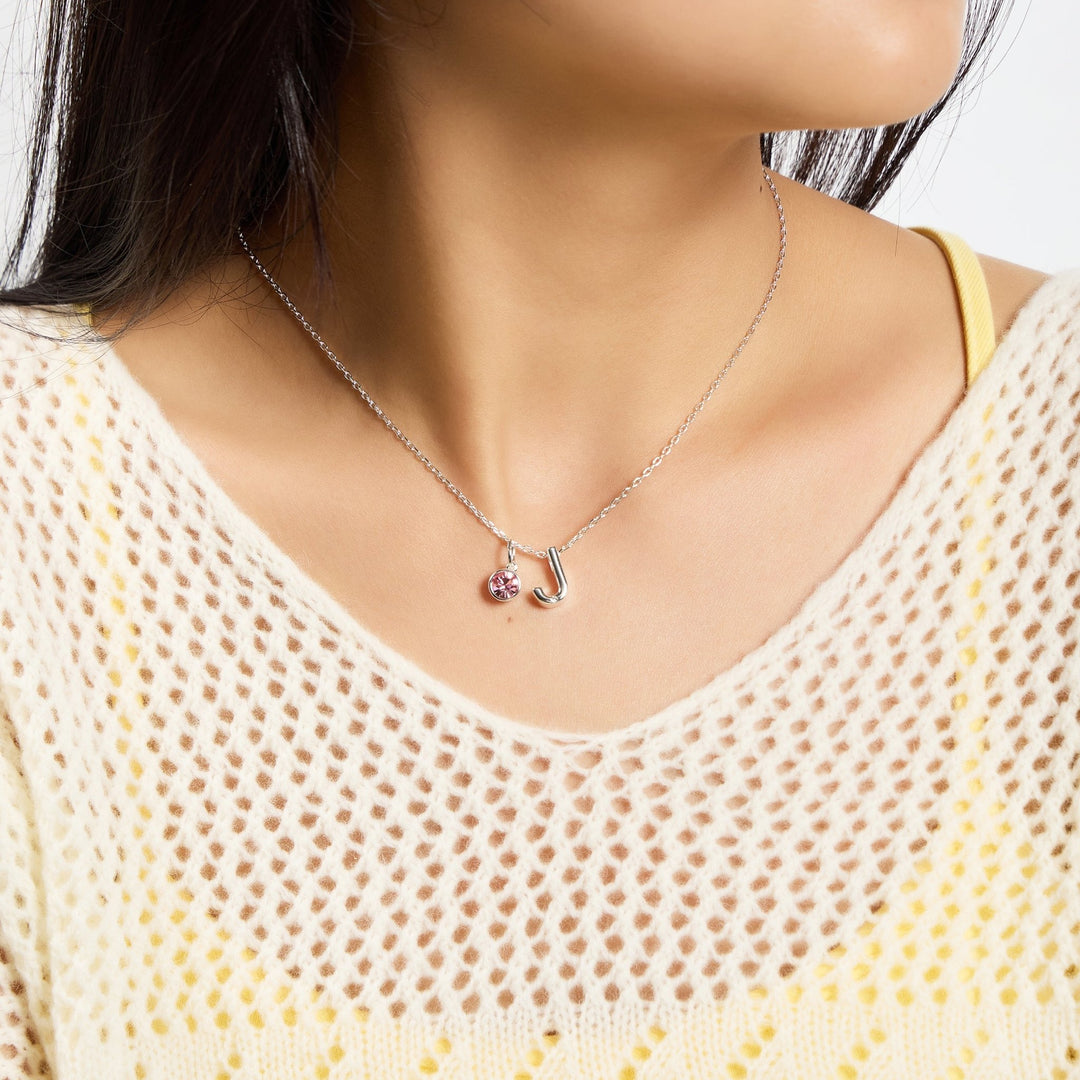 Customisable Initial Necklace (A - Z) with Option of Birthstone Charm - Philip Jones Jewellery