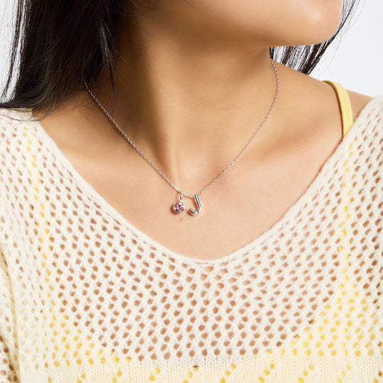 Customisable Initial Necklace (A - Z) with Option of Birthstone Charm - Philip Jones Jewellery