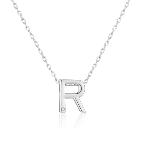 Customisable Initial Necklace (A - Z) with Option of Birthstone Charm - Philip Jones Jewellery