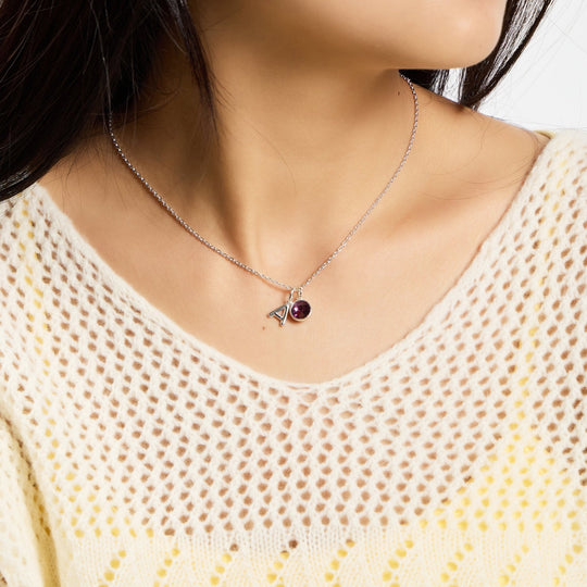 Customisable June (Alexandrite) Birthstone Necklace with Option of Initial Charms (A - Z) - Philip Jones Jewellery