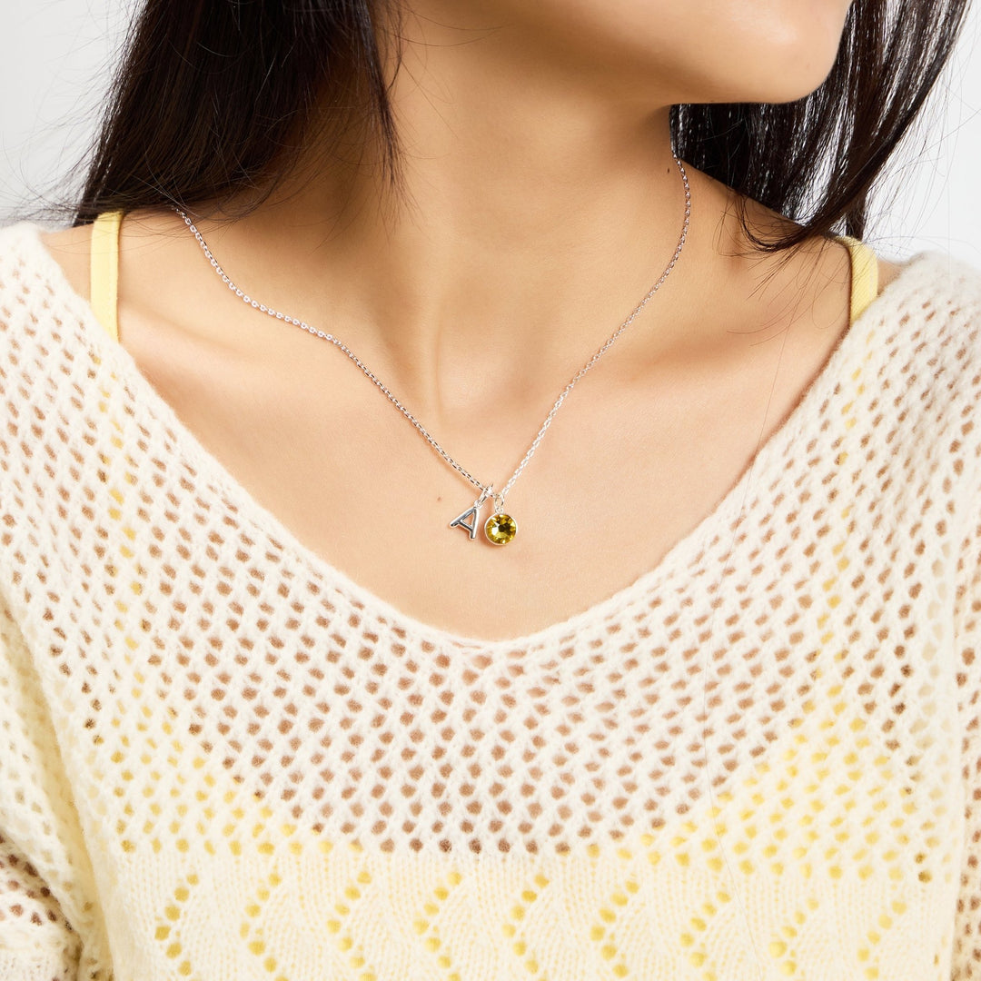 Customisable November (Topaz) Birthstone Necklace with Option of Initial Charms (A - Z) - Philip Jones Jewellery