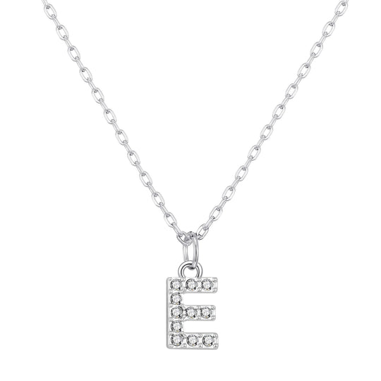 Customisable Silver Plated Pave Initial Necklace (A - Z) with Option of Birthstone Charm - Philip Jones Jewellery