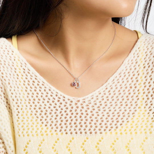 Customisable Silver Plated Pave Initial Necklace (A - Z) with Option of Birthstone Charm - Philip Jones Jewellery