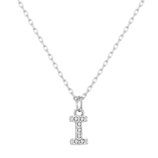 Customisable Silver Plated Pave Initial Necklace (A - Z) with Option of Birthstone Charm - Philip Jones Jewellery