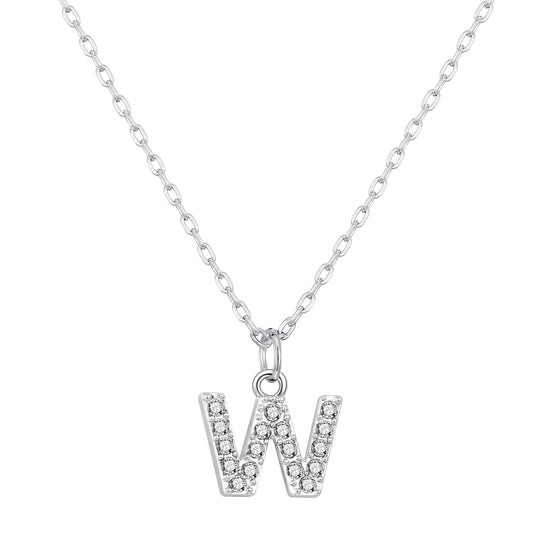 Customisable Silver Plated Pave Initial Necklace (A - Z) with Option of Birthstone Charm - Philip Jones Jewellery