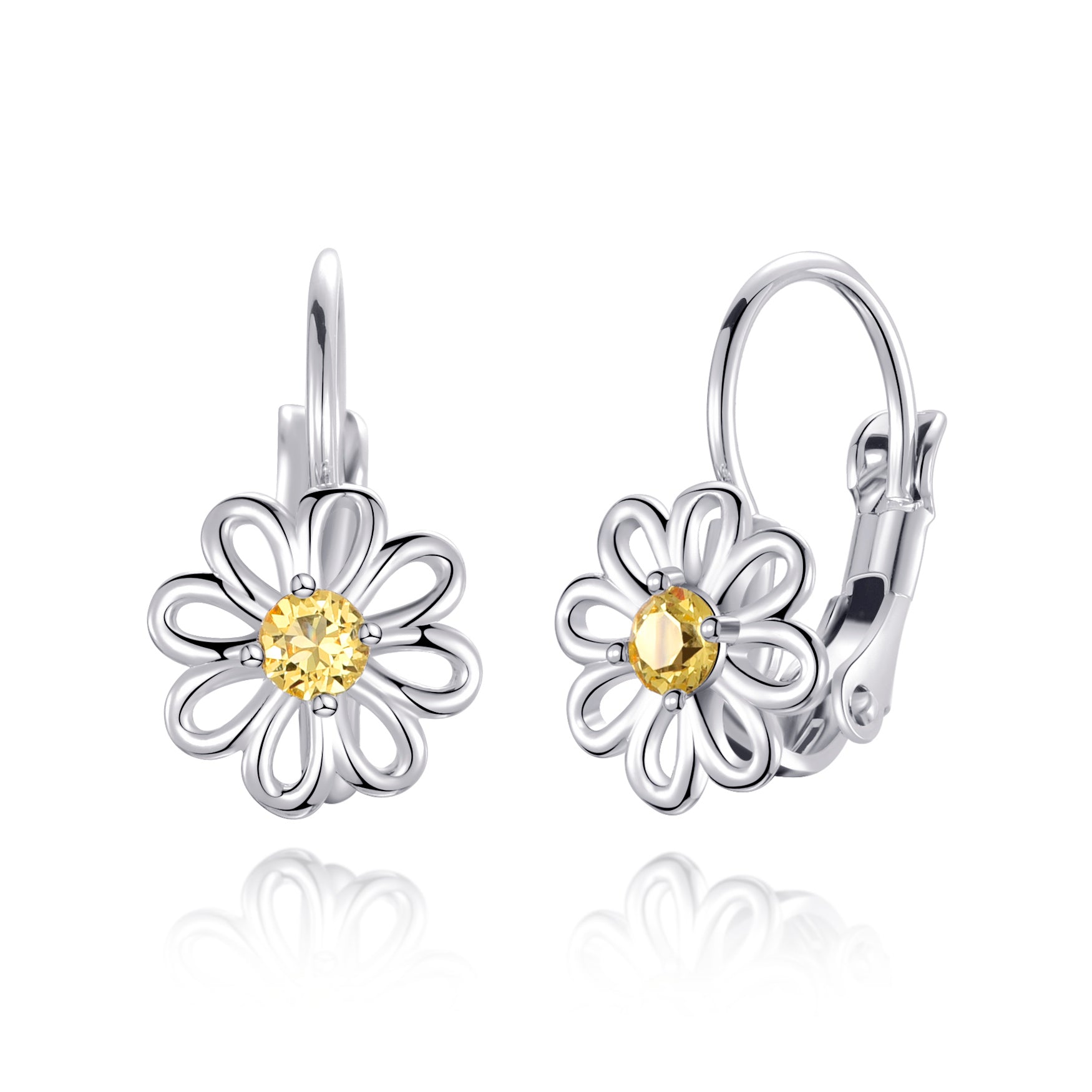 Daisy Crystal Drop Earrings Created with Zircondia® Crystals - Philip Jones Jewellery