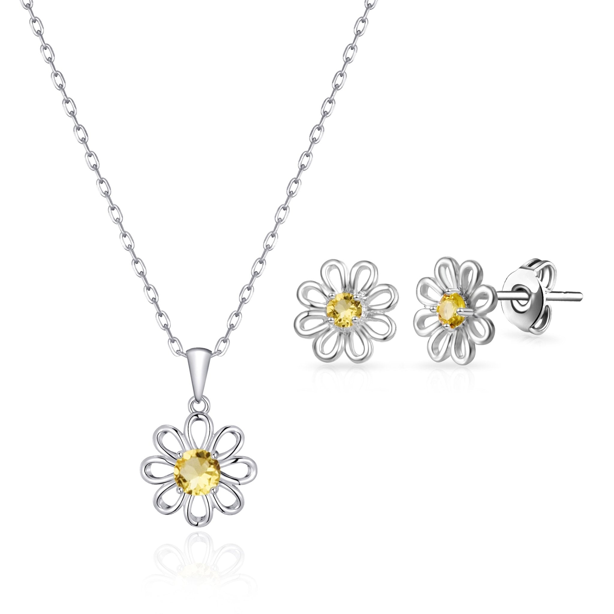 Daisy Set Created with Zircondia® Crystals - Philip Jones Jewellery