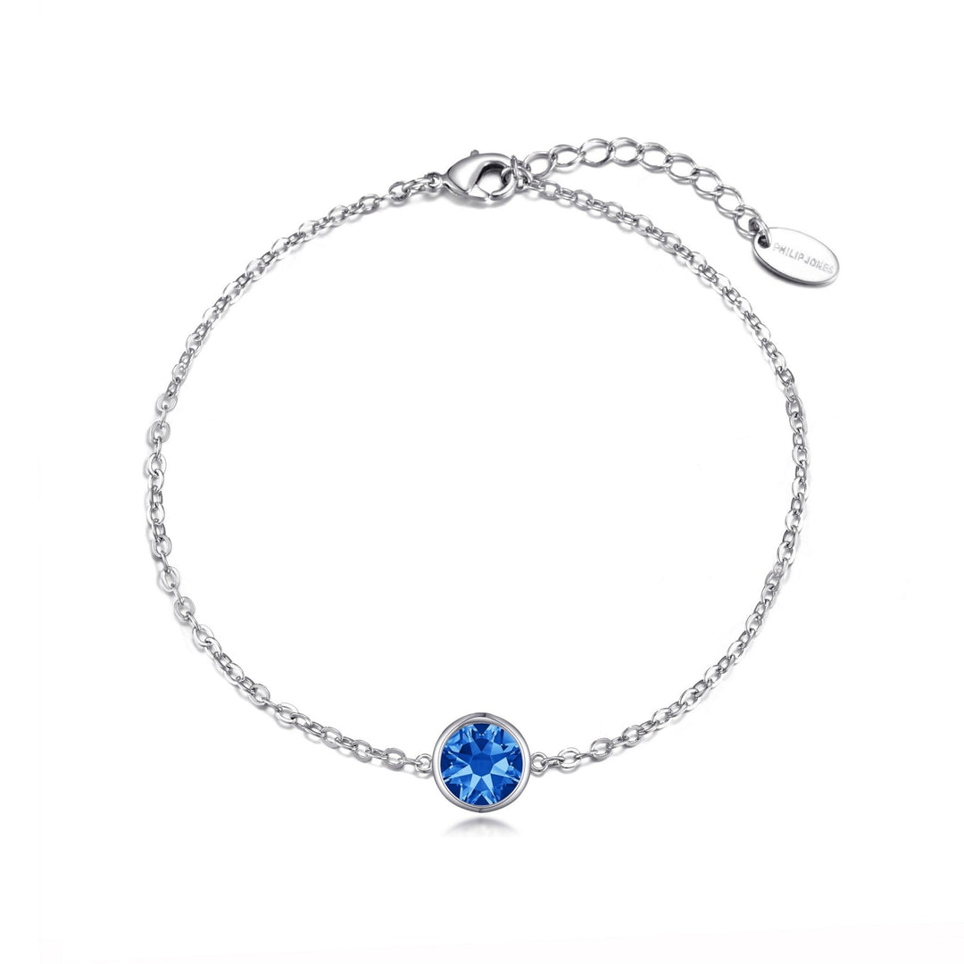 Dark Blue Crystal Anklet Created with Zircondia® Crystals - Philip Jones Jewellery