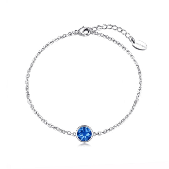Dark Blue Crystal Anklet Created with Zircondia® Crystals - Philip Jones Jewellery