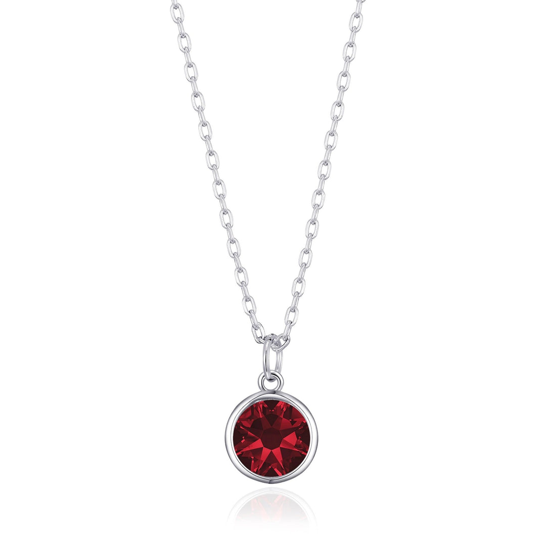 Dark Red Crystal Necklace Created with Zircondia® Crystals - Philip Jones Jewellery
