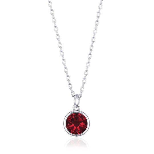 Dark Red Crystal Necklace Created with Zircondia® Crystals - Philip Jones Jewellery