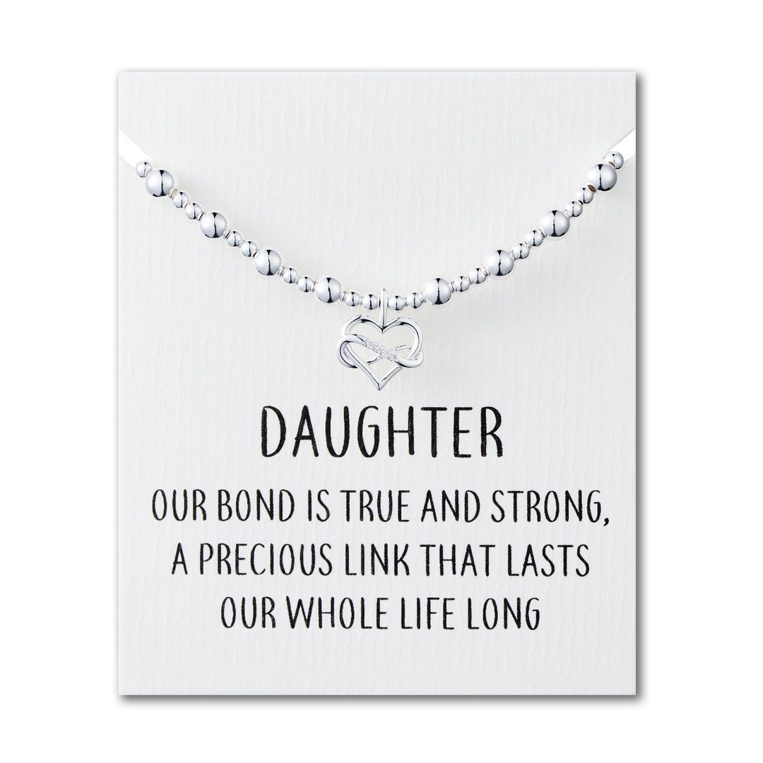 Daughter Infinity Heart Beaded Stretch Bracelet with Quote Card - Philip Jones