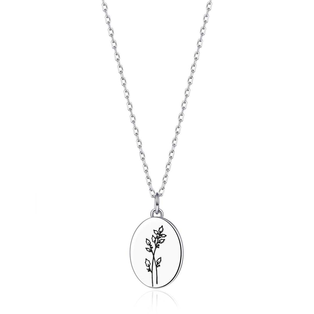 December Birth Flower Holly Berry Necklace with Card - Philip Jones Jewellery