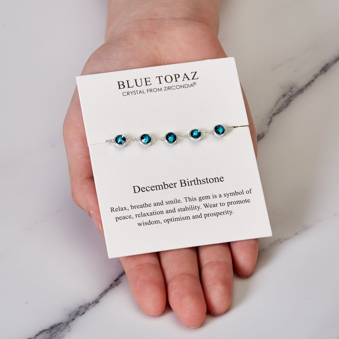 December Birthstone Bracelet Created with Blue Topaz Zircondia® Crystals - Philip Jones Jewellery
