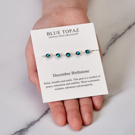 December Birthstone Bracelet Created with Blue Topaz Zircondia® Crystals - Philip Jones Jewellery