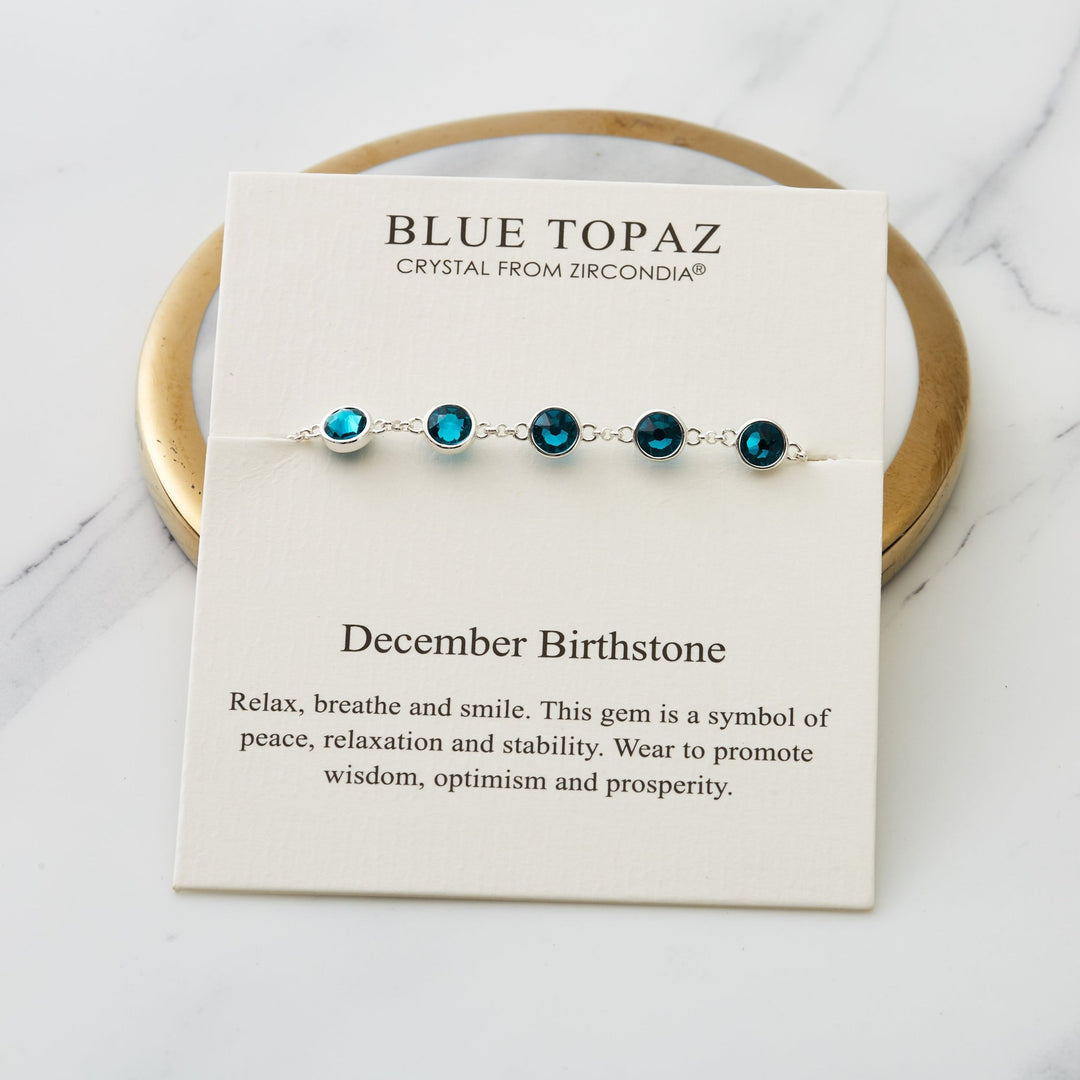December Birthstone Bracelet Created with Blue Topaz Zircondia® Crystals - Philip Jones Jewellery