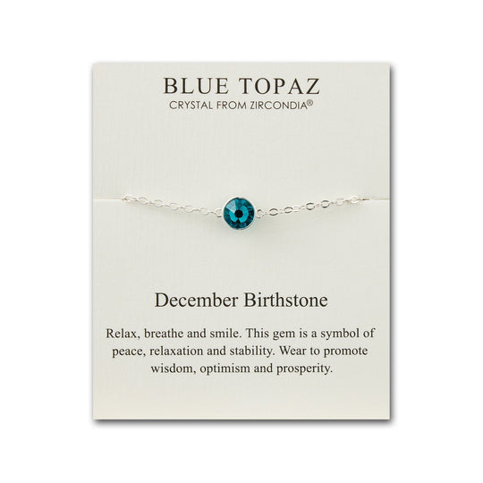December (Blue Topaz) Birthstone Anklet Created with Zircondia® Crystals - Philip Jones Jewellery