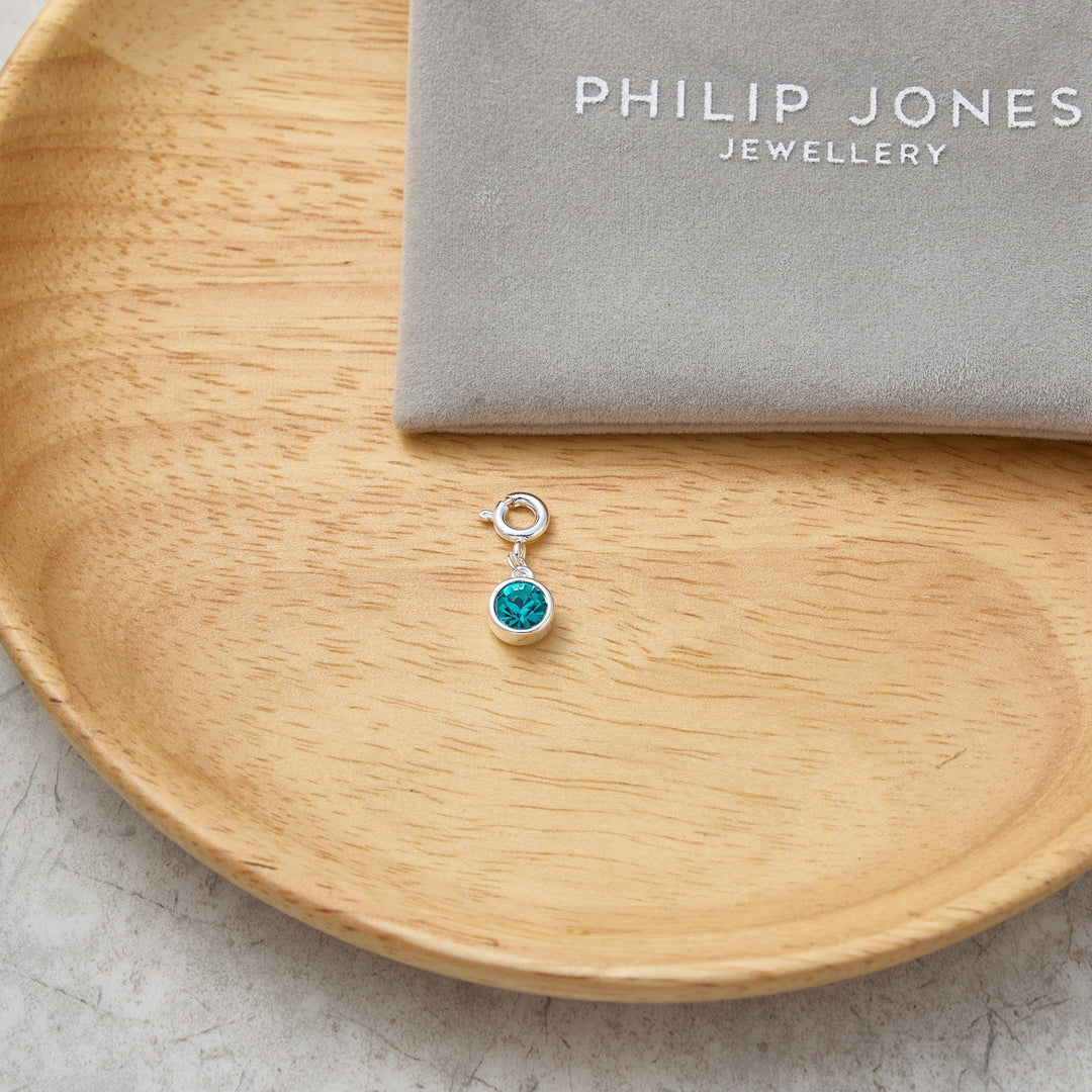 December (Blue Topaz) Birthstone Charm Created with Zircondia® Crystals - Philip Jones Jewellery