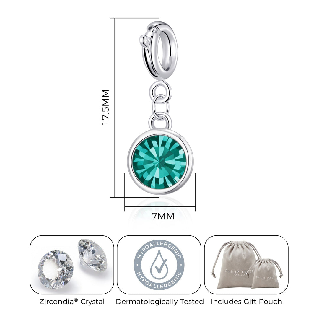 December (Blue Topaz) Birthstone Charm Created with Zircondia® Crystals - Philip Jones Jewellery